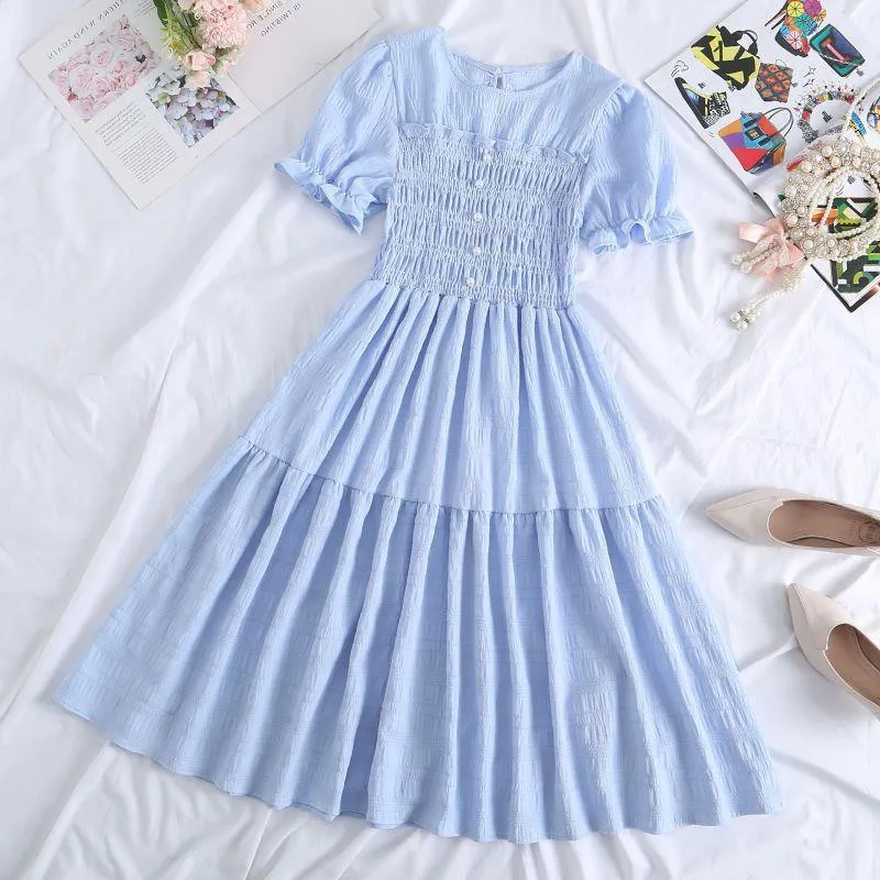 New Design Niche Skirt, Feminine, Slim Waist, French Mid-length, Western Style Short-sleeved Dress