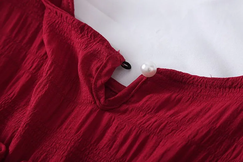 New Design Niche Skirt, Feminine, Slim Waist, French Mid-length, Western Style Short-sleeved Dress
