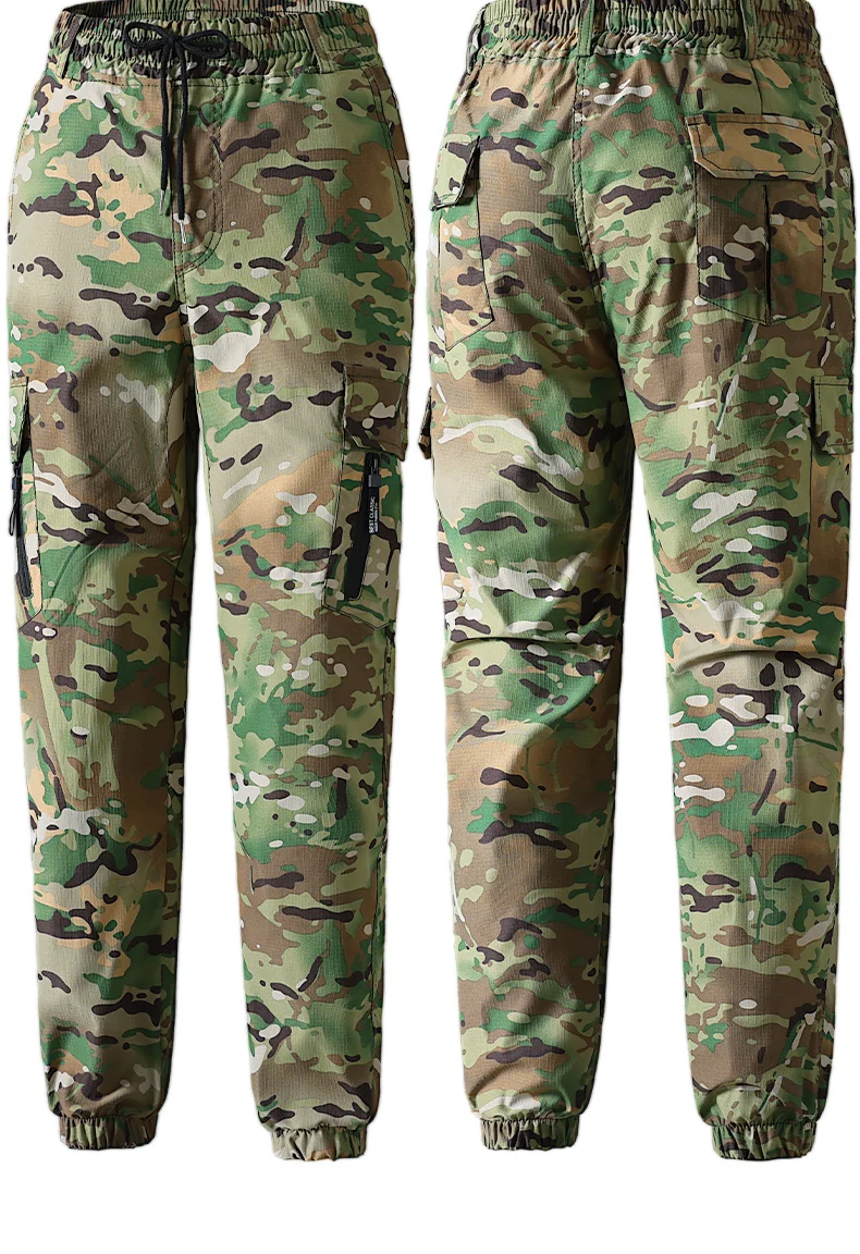 Outdoor Summer Camouflage Clothing suit Men's Wear-resistant Tear-resistant Multi-pocket Labor Protection Breathable Quick-drying Training Clothing Men's Tooling