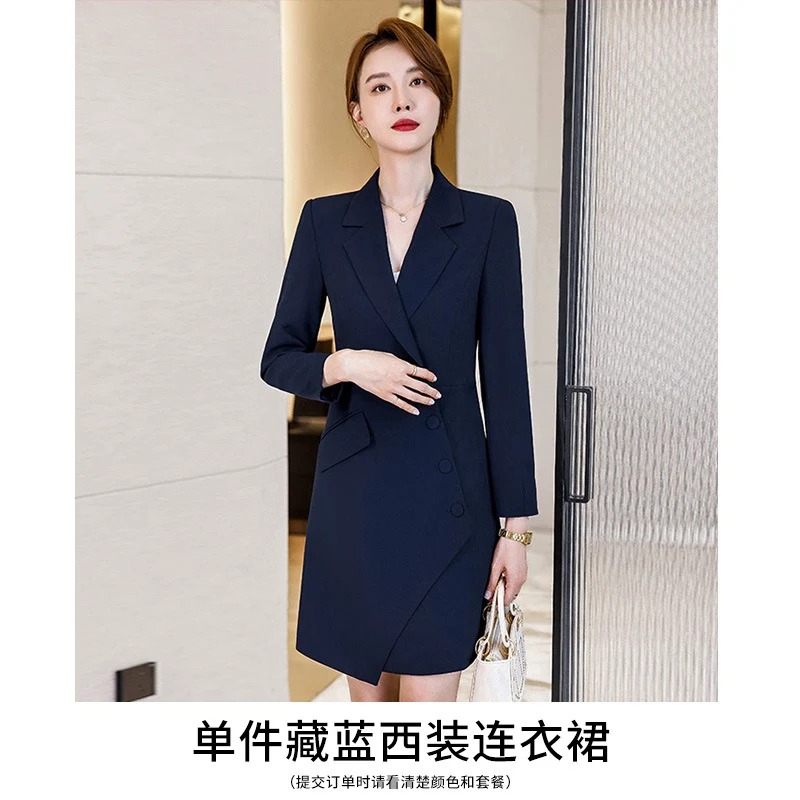 High-end gray professional dress autumn temperament jewelry store work clothes hotel front desk work clothes reception formal wear