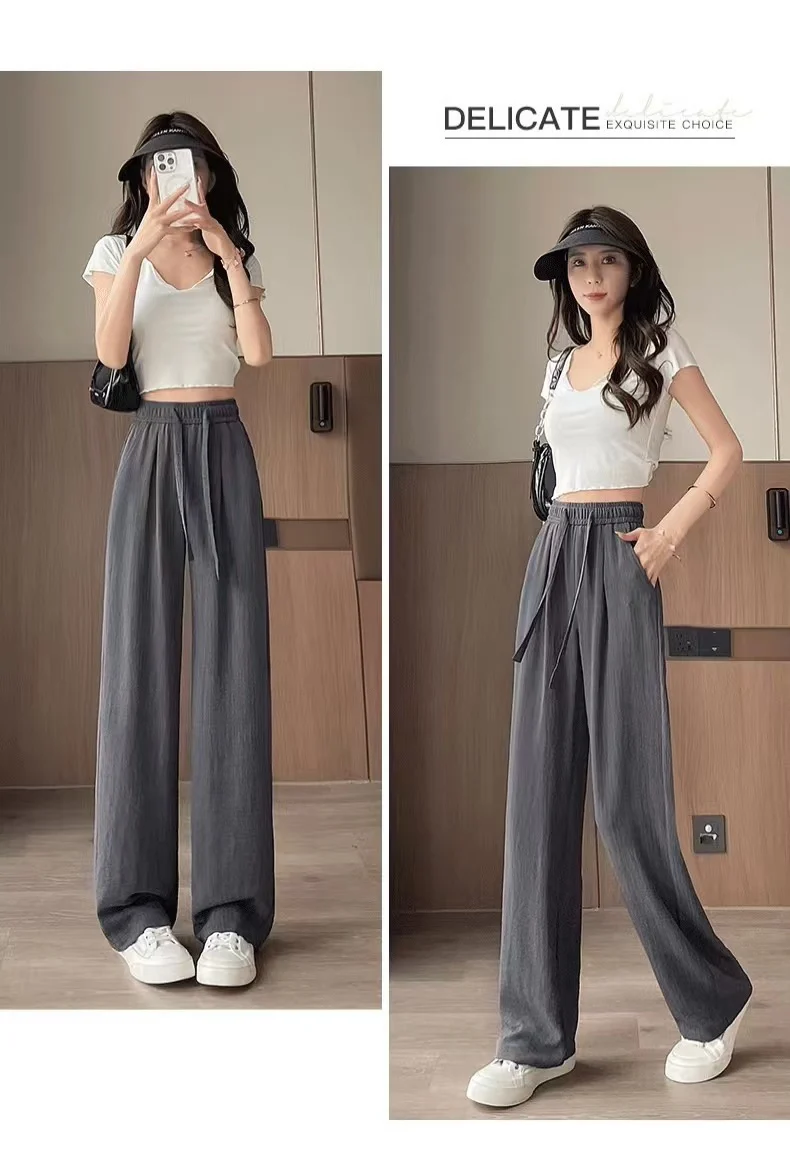 Breathable Anti-Mosquito Pants Yamamoto Pants Women's Thin High-Waist Casual Spring and Autumn Lazy Style Wide-Leg Pants Straight Pants