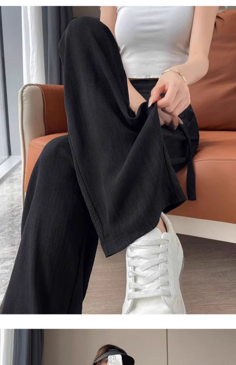 Breathable Anti-Mosquito Pants Yamamoto Pants Women's Thin High-Waist Casual Spring and Autumn Lazy Style Wide-Leg Pants Straight Pants