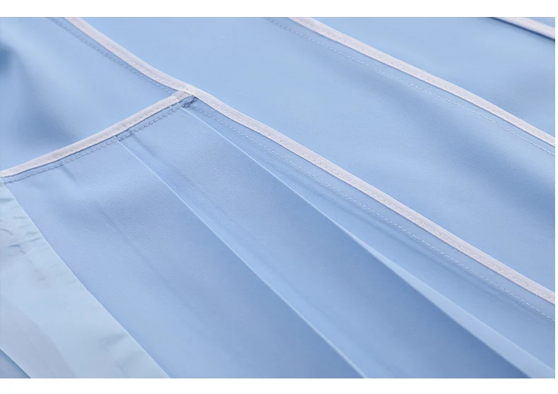Spring and summer blue short-sleeved dress women's 2025 high-grade double-breasted professional suit collar mid-length skirt