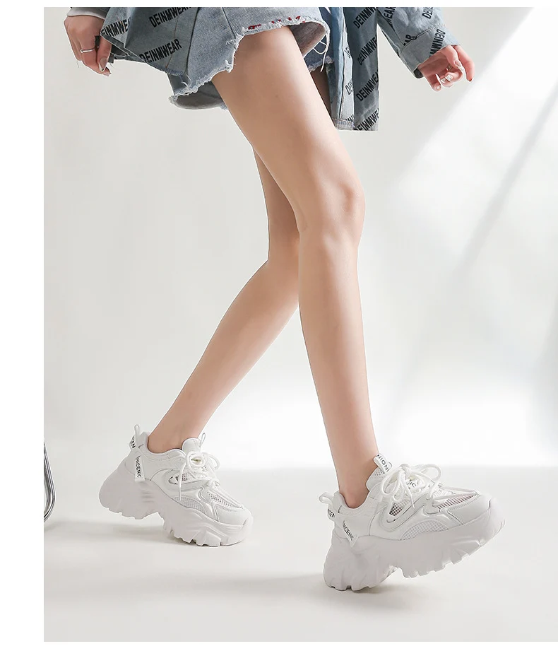 New Spring Shoes, Thick-Soled Women's Shoes, Versatile Height-Increasing Shoes, Non-Slip, Breathable, Lightweight Dad Shoes, Mesh Sneakers for Women