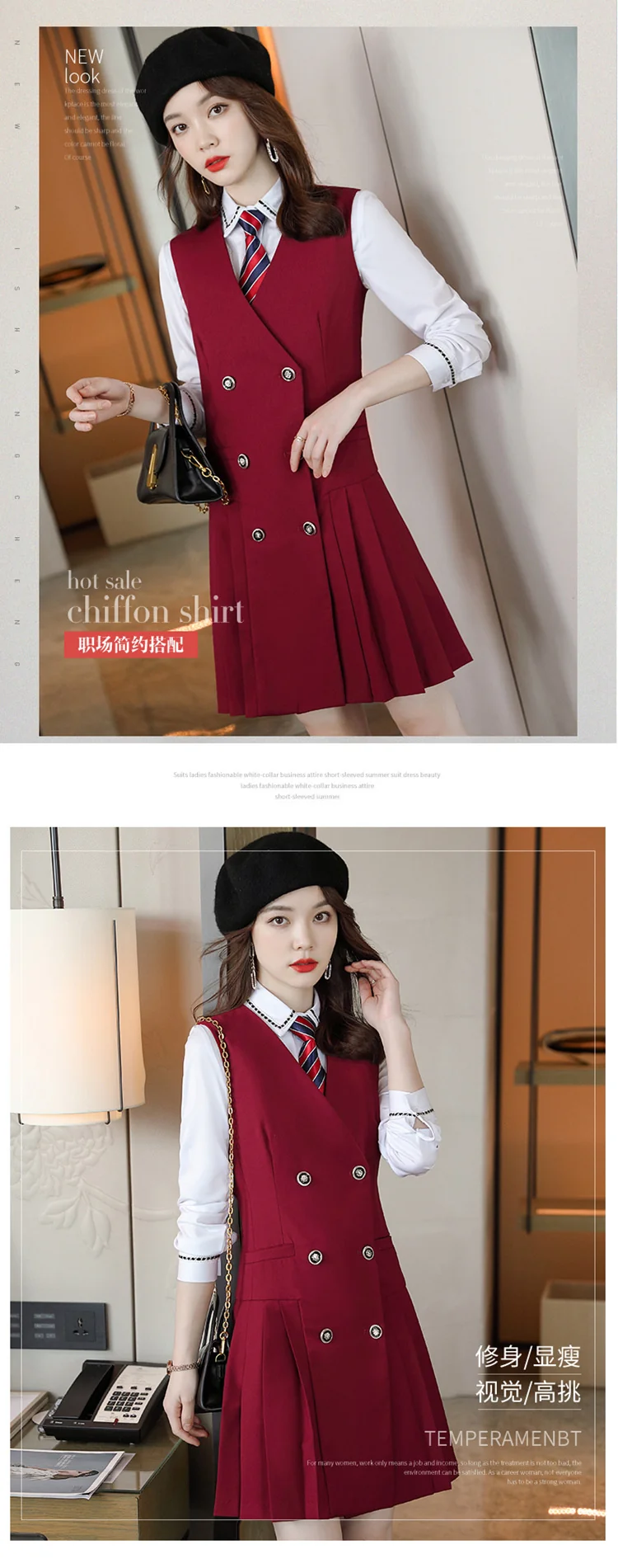【Fashionable Pleated Skirt】Blue Dress for Women Autumn 2026 New Style Unique Design Korean Version Suspender Dress
