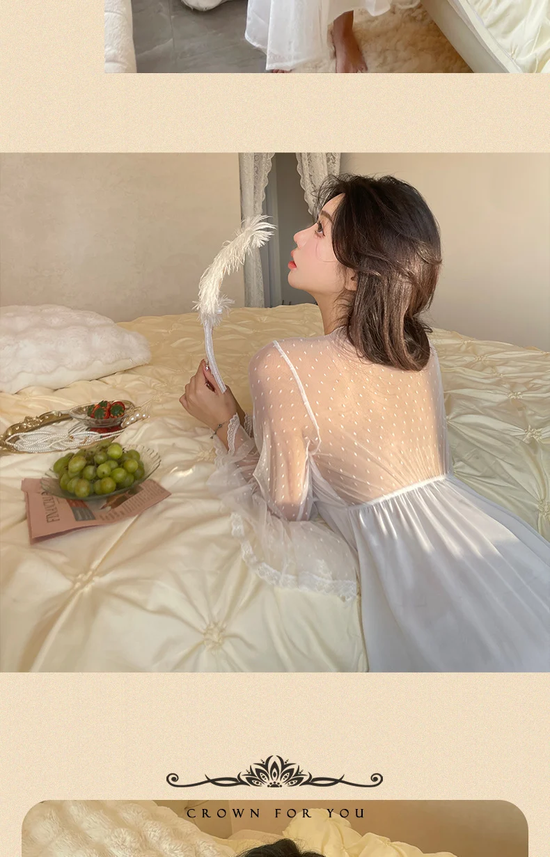 Sexy Pajamas Women's dress Ice Silk French Court with Chest Pad Pure Desire Fairy Nightdress 2025 New Summer