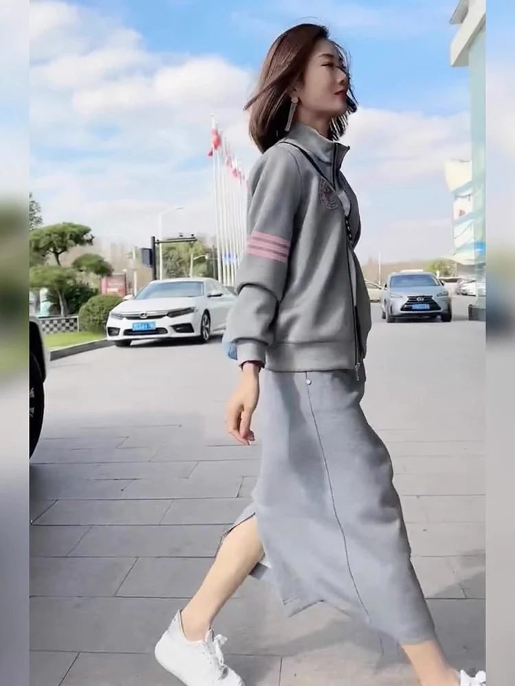 Spring Women's Shenzhen Nanyou New High-end Sense Fried Street Sweatshirt Dress Slim-fit Hip Skirt Two-piece Dress