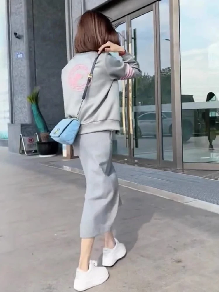 Spring Women's Shenzhen Nanyou New High-end Sense Fried Street Sweatshirt Dress Slim-fit Hip Skirt Two-piece Dress