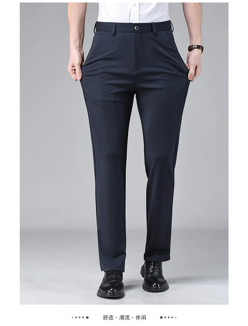 Live popular Tiger head summer thin men's casual pants men's straight business dad suit pants men's stretch long pants
