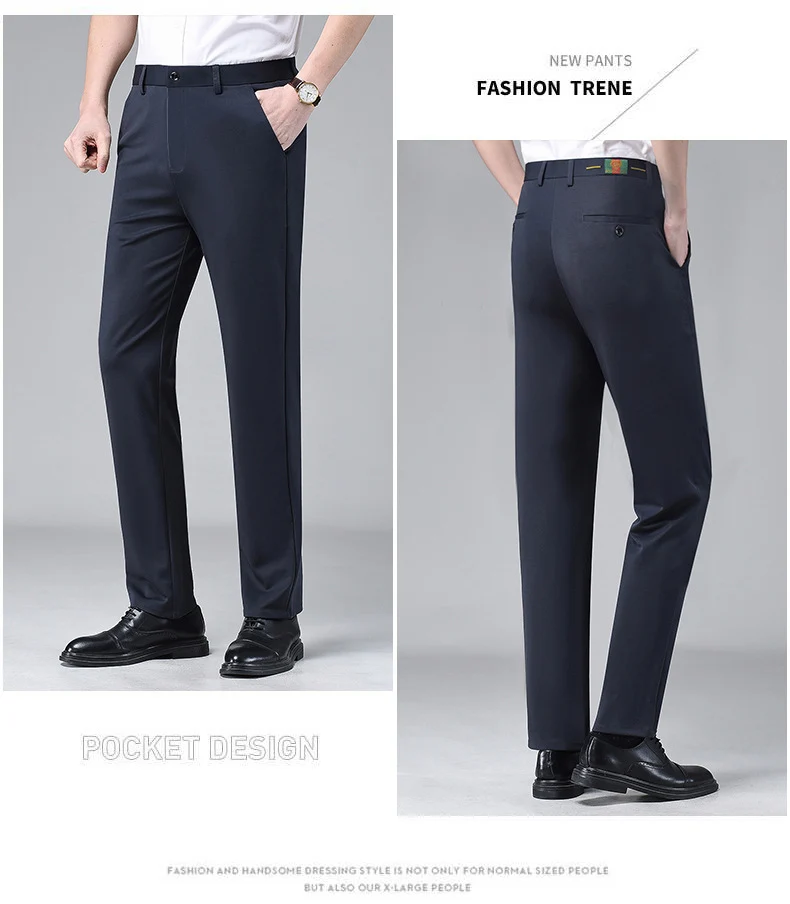 Live popular Tiger head summer thin men's casual pants men's straight business dad suit pants men's stretch long pants