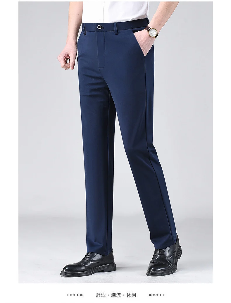 Live popular Tiger head summer thin men's casual pants men's straight business dad suit pants men's stretch long pants