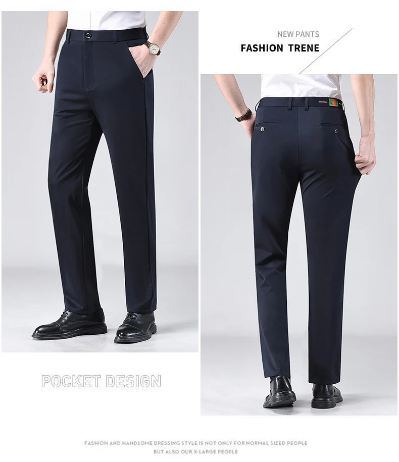 Live popular Tiger head summer thin men's casual pants men's straight business dad suit pants men's stretch long pants