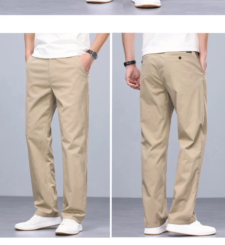 Binhaolu Men's Clothing High-End Pure Cotton Casual Pants for Men, Autumn and Winter Style with Fleece, New Business Style Men's Pants in Navy Blue