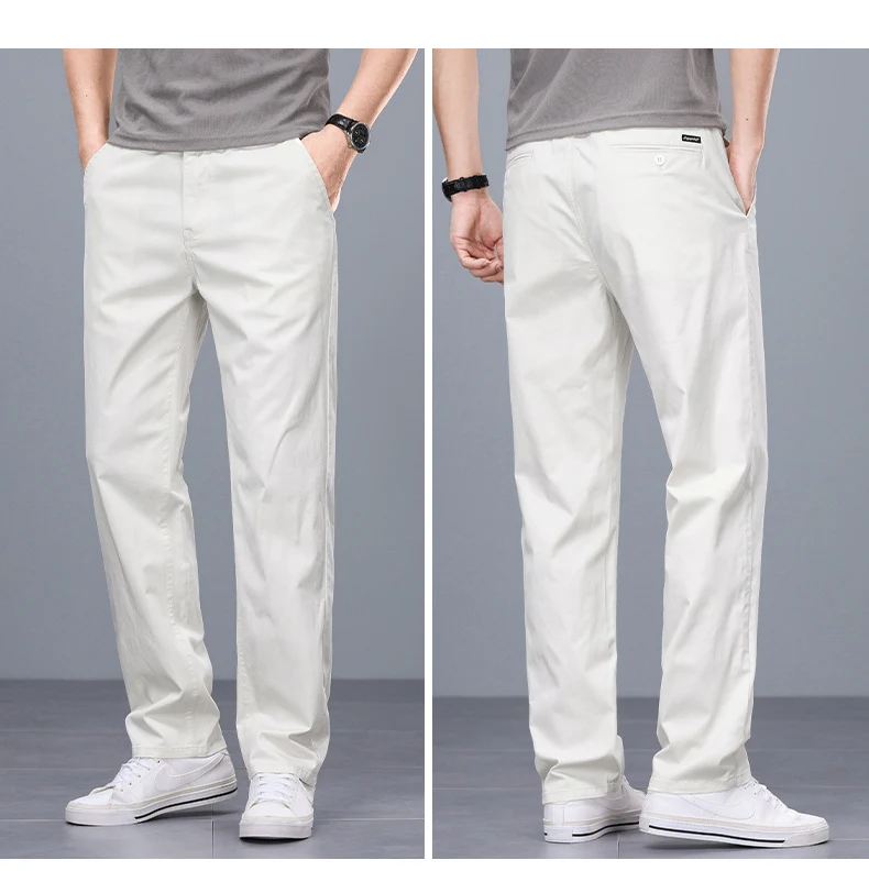 Binhaolu Men's Clothing High-End Pure Cotton Casual Pants for Men, Autumn and Winter Style with Fleece, New Business Style Men's Pants in Navy Blue