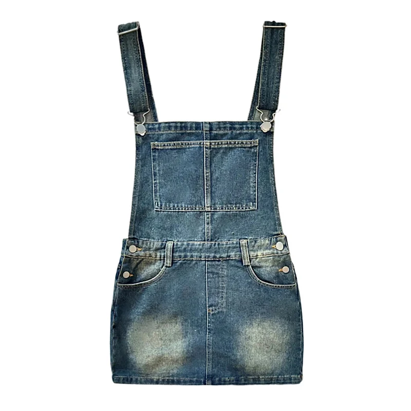 YC & American Retro Sweet Girl Strap Skirt A- line Skirt Slimming Joker dress Denim Skirt Spring and Summer