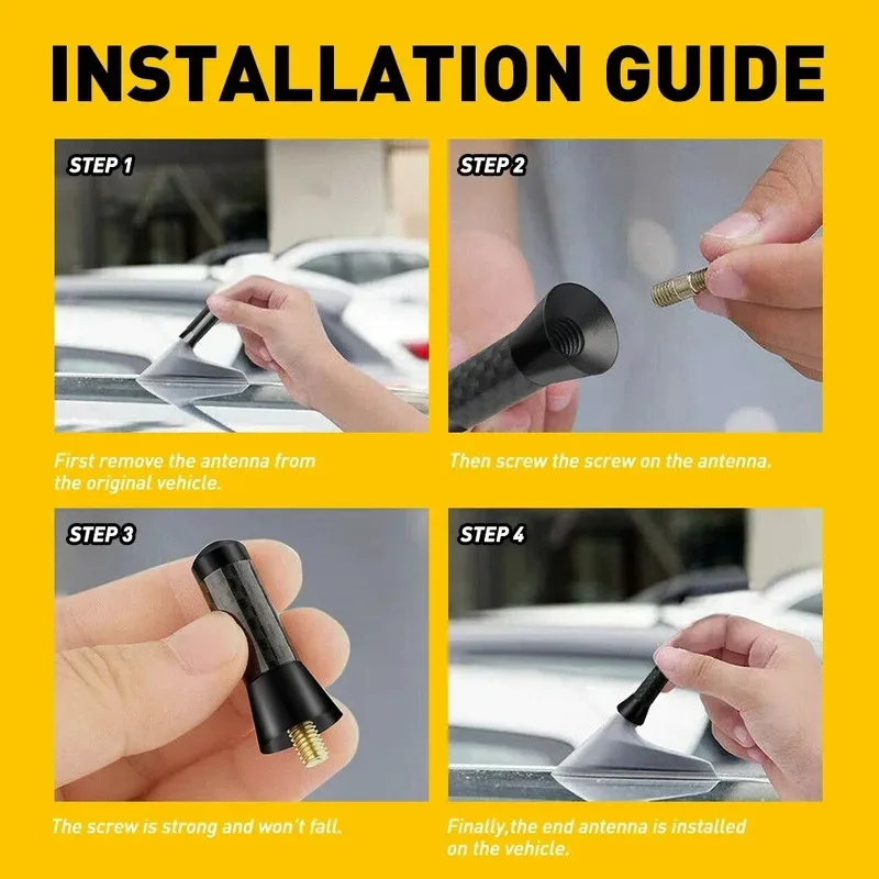 Brand New Carbon Fiber Screw Metal Short Stubby Mast Antenna Car Styling Roof Antenna Enhanced Signal For Benz Car Accessories