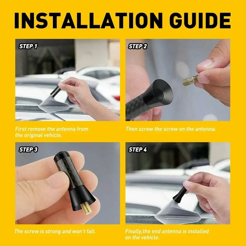 Brand New Carbon Fiber Screw Metal Short Stubby Mast Antenna Car Styling Roof Antenna Enhanced Signal For Benz Car Accessories