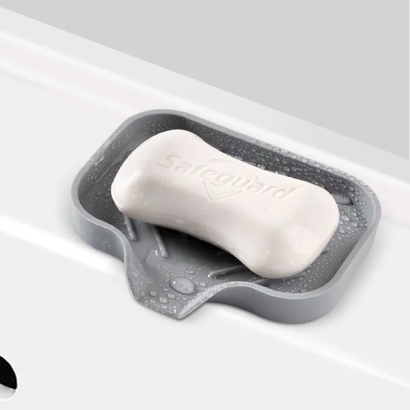 1pcs Sink Silicone Tray With Drain Soap Sponge Storage Holder Countertop Sink Scrubber Brush Soap Storage Rack Kitchen Organizer