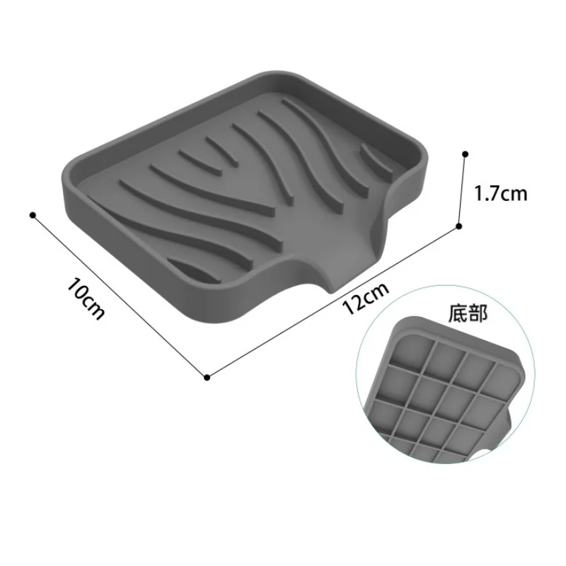 1pcs Sink Silicone Tray With Drain Soap Sponge Storage Holder Countertop Sink Scrubber Brush Soap Storage Rack Kitchen Organizer