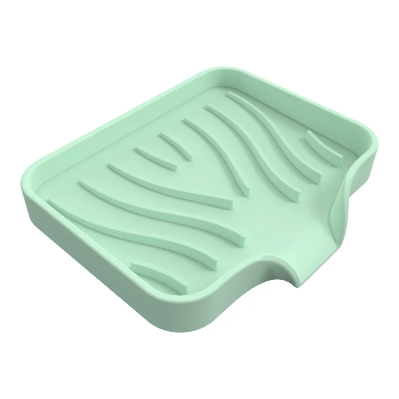 1pcs Sink Silicone Tray With Drain Soap Sponge Storage Holder Countertop Sink Scrubber Brush Soap Storage Rack Kitchen Organizer