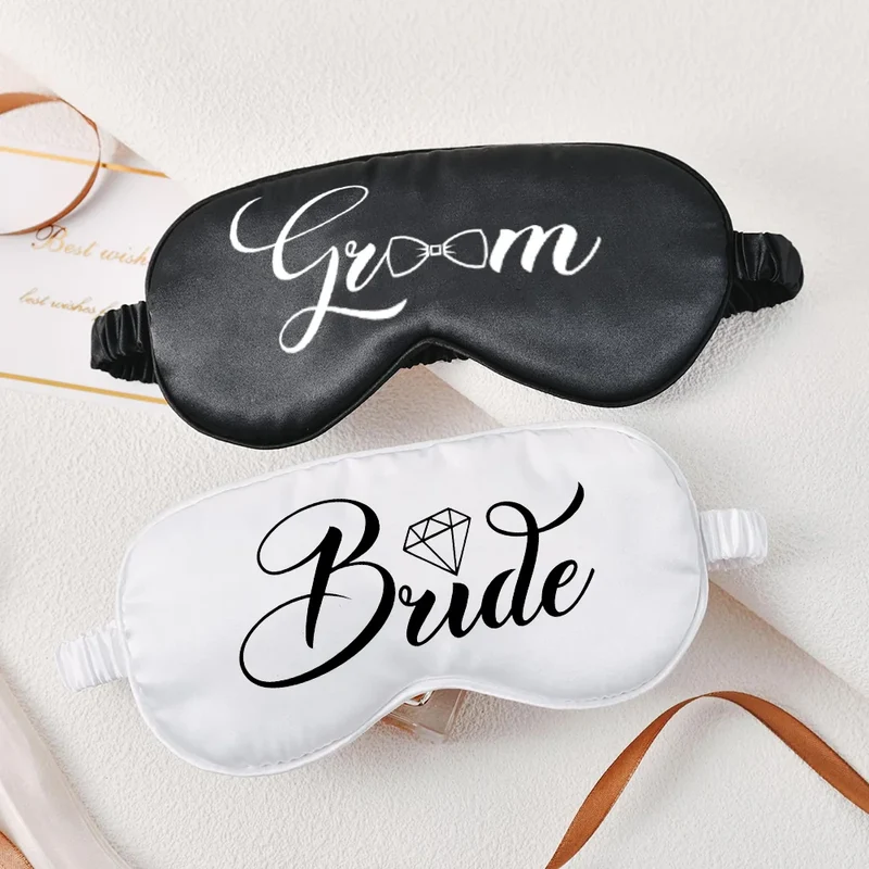 Bride/Groom Sleep Eye Mask Wedding Souvenir Bachelorette Party Accessories Honeymoon Travel Essentials for Couples Bridal Shower