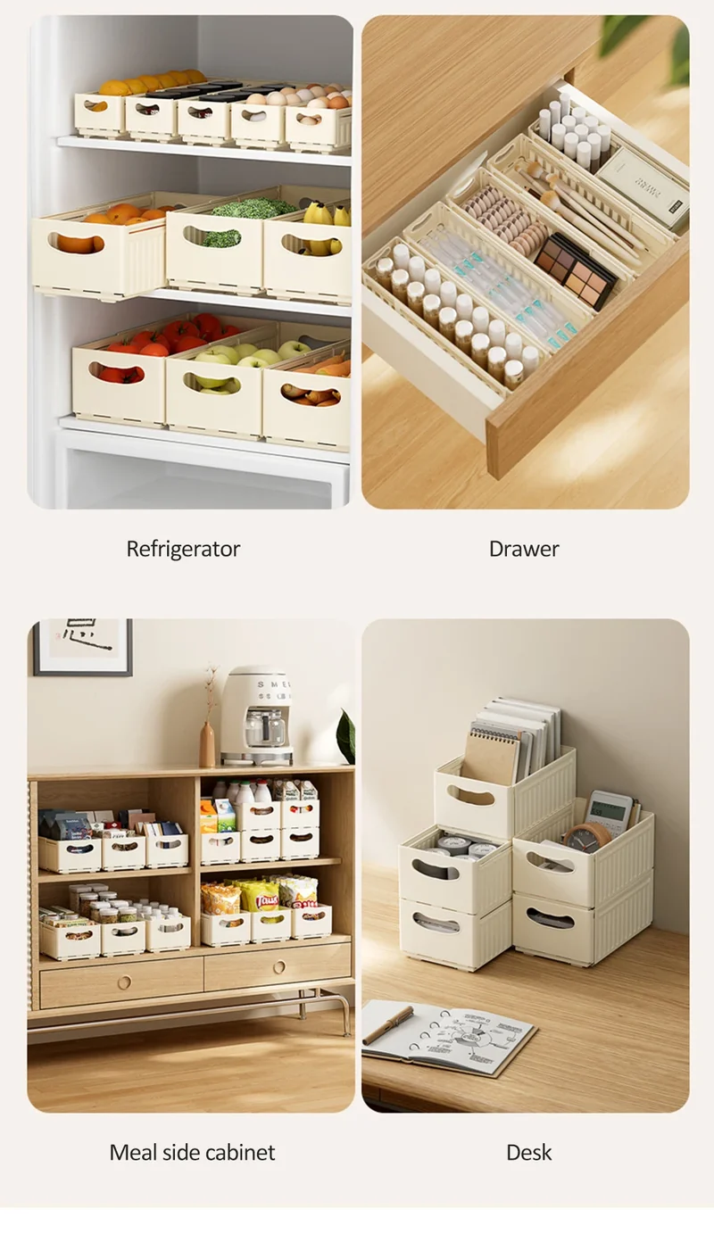 Kitchen Storage Box Retractable Multifunctional Storage Basket Cabinet Desktop Snack Spice Storage Box Fridge Kitchen Organizer