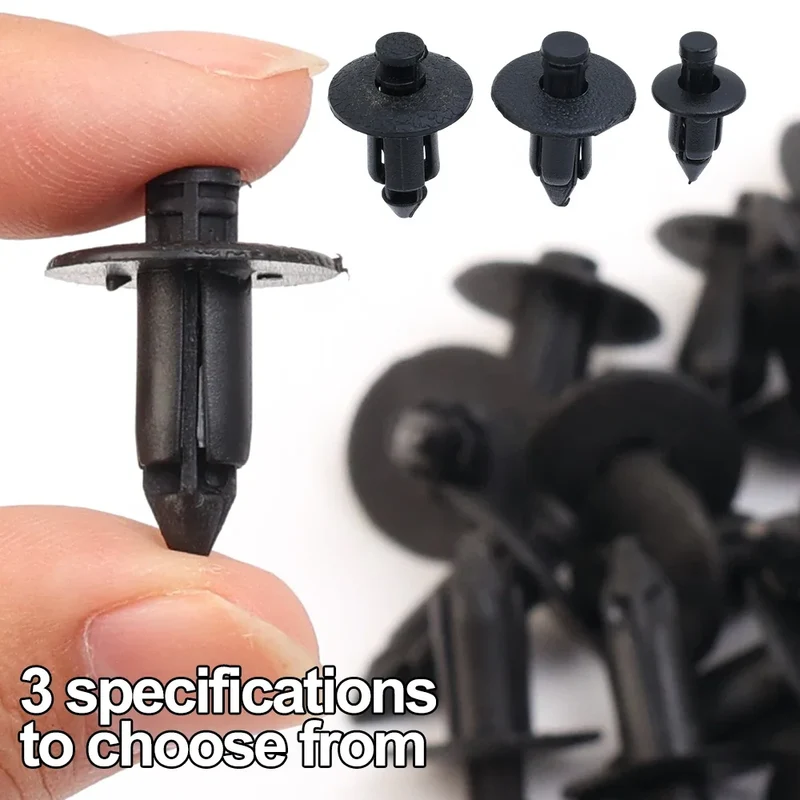 Car 8mm/6mm Hole Plastic Rivets Fastener Push Clip Black Auto Vehicle Door Trim Panel Retainer Fastener Clip Car Accessories