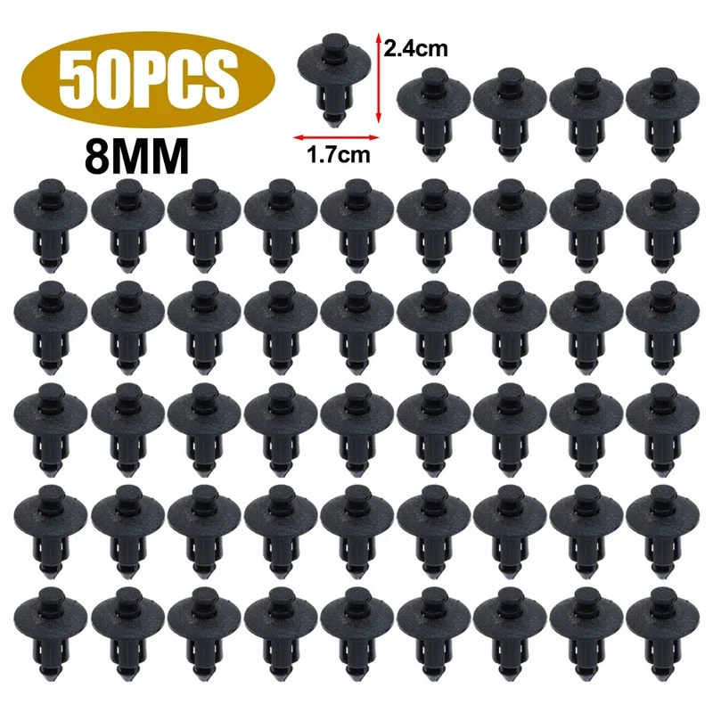 Car 8mm/6mm Hole Plastic Rivets Fastener Push Clip Black Auto Vehicle Door Trim Panel Retainer Fastener Clip Car Accessories