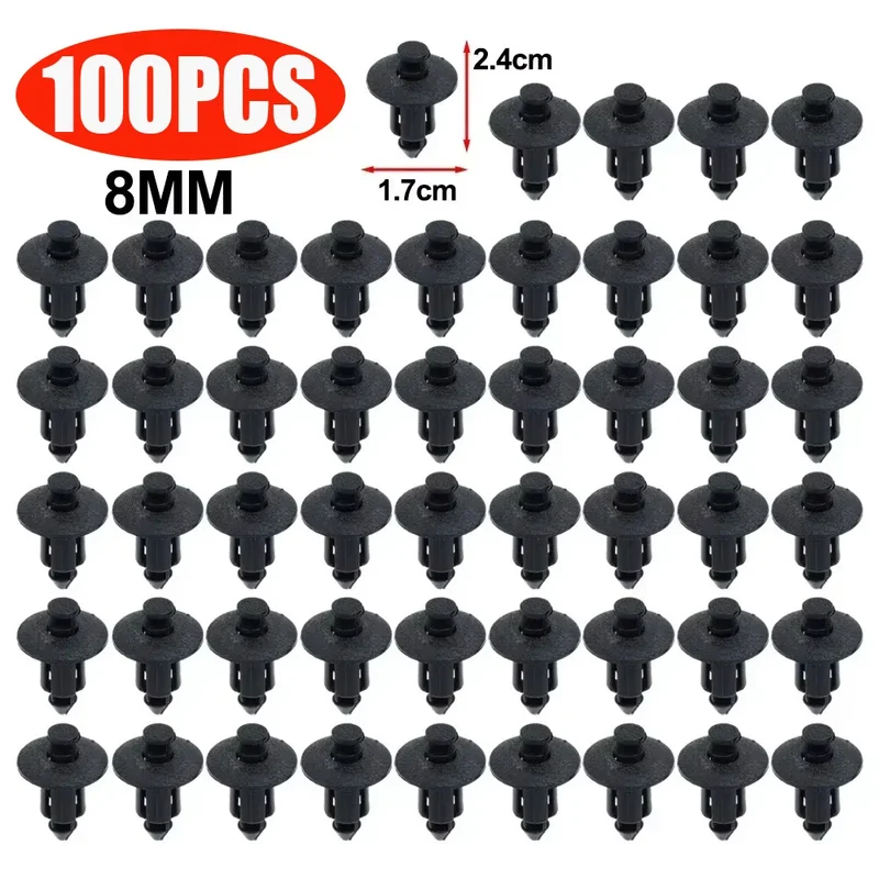 Car 8mm/6mm Hole Plastic Rivets Fastener Push Clip Black Auto Vehicle Door Trim Panel Retainer Fastener Clip Car Accessories