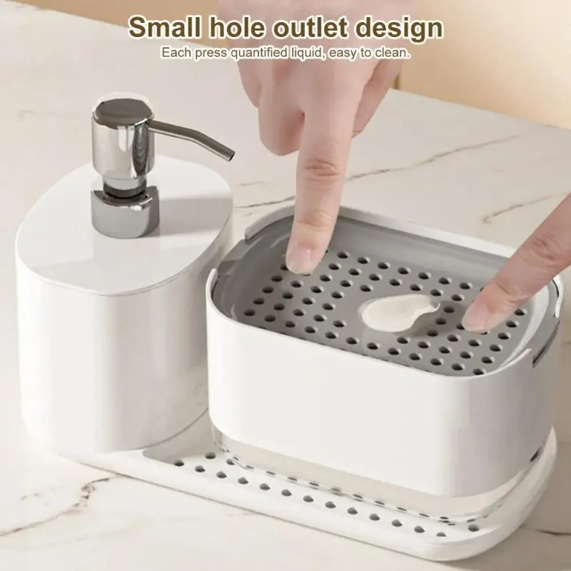 Hand Dish Soap Dispenser Sponge Towel Holder Sink Drain Tray Liquid Soap Pump Container Bathroom Accessory Kitchen Organizer