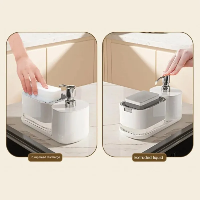Hand Dish Soap Dispenser Sponge Towel Holder Sink Drain Tray Liquid Soap Pump Container Bathroom Accessory Kitchen Organizer