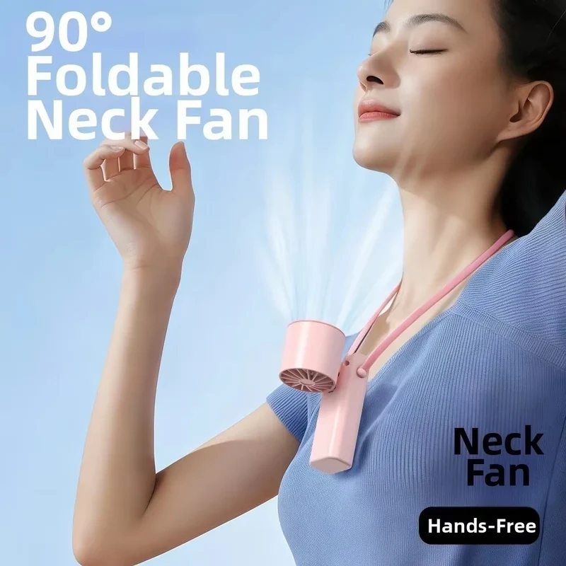 Mini Portable Neck Fan Foldable USB Rechargeable Handheld Fan Hands-Free Cooling for Travel Outdoor Summer