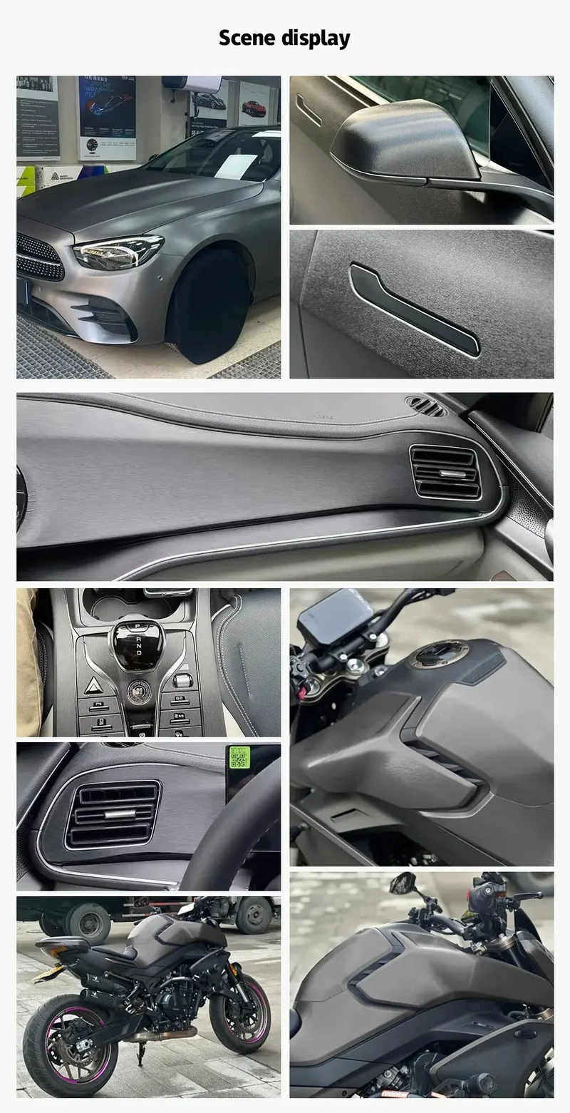 Car Stickers Brushed Aluminum Vinyl Film Car Wrapping Waterproof Air Free Bubble Decal Stickers for Motorcycle Car Accessories