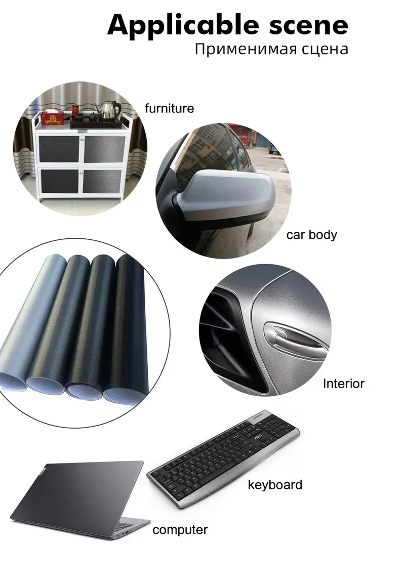 Car Stickers Brushed Aluminum Vinyl Film Car Wrapping Waterproof Air Free Bubble Decal Stickers for Motorcycle Car Accessories