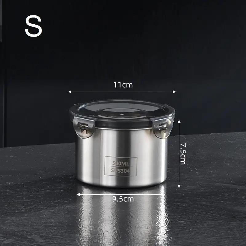 Stainless Steel Storage Jars Set 500/900/1400ml Sealed Containers Kitchen Organizer for Fresh Grain Vegetable Coffee