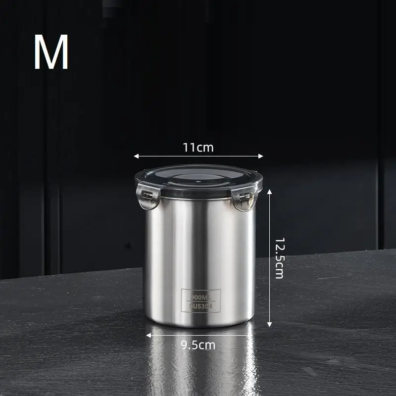 Stainless Steel Storage Jars Set 500/900/1400ml Sealed Containers Kitchen Organizer for Fresh Grain Vegetable Coffee