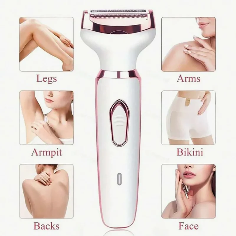 Ladies' electric shaver, 4-in-1 rechargeable beauty set, ladies' facial, nose, leg and underarm shavers, painless dry and wet sh