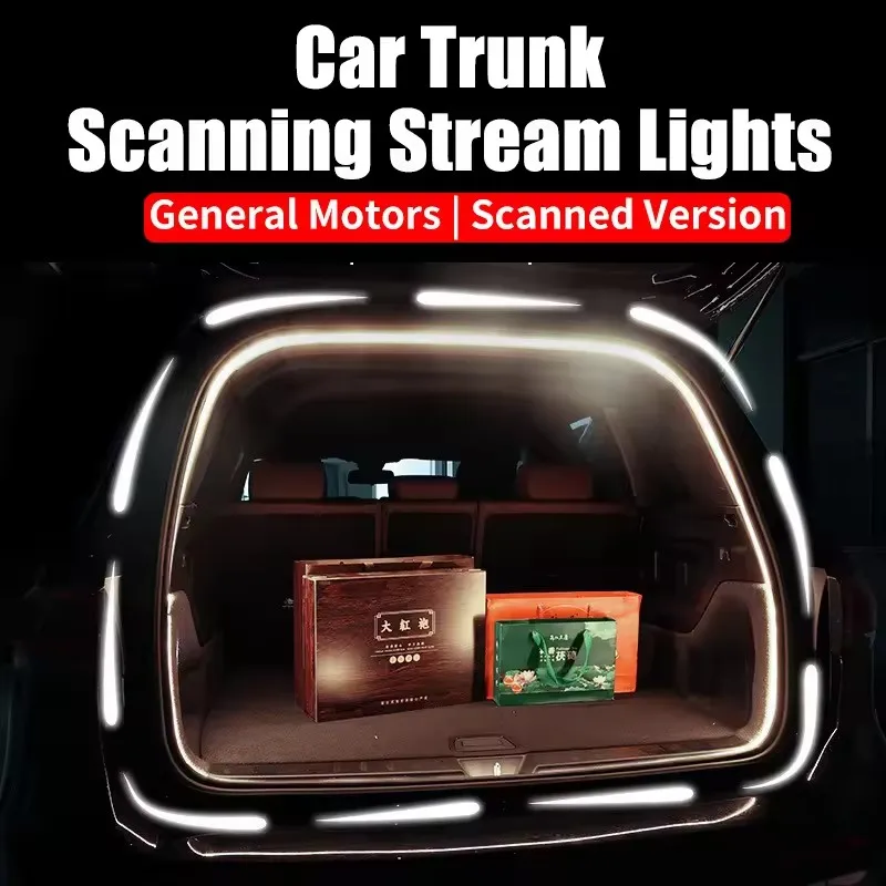 LED Trunk Lighting Lights Dynamic Flowing Flexible Light Strip On/Off Scanning Atmosphere Lamp Waterproof for Car Accessories