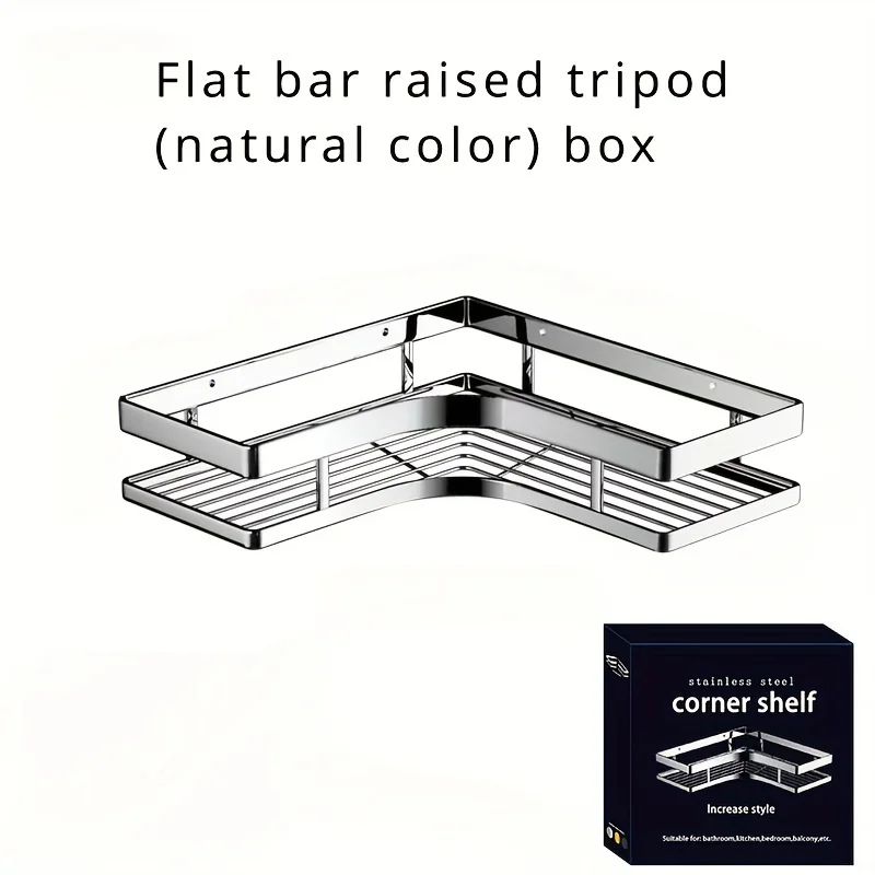 New Bathroom Organizer Storage Shelf Shower Corner Rack Stainless Steel Kitchen Organizer Corner Shelf No Drill Wall Rack