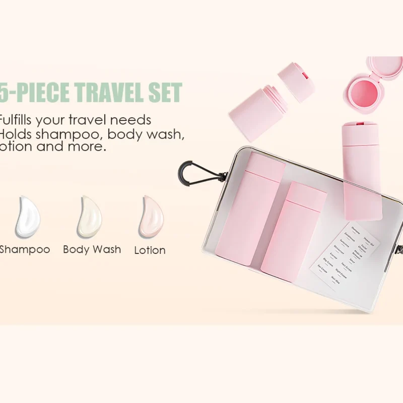 5pcs Travel Cream Dispenser Bottles Set Travel Bottles Toiletry Containers Set, TSA Approved, Travel Essentials