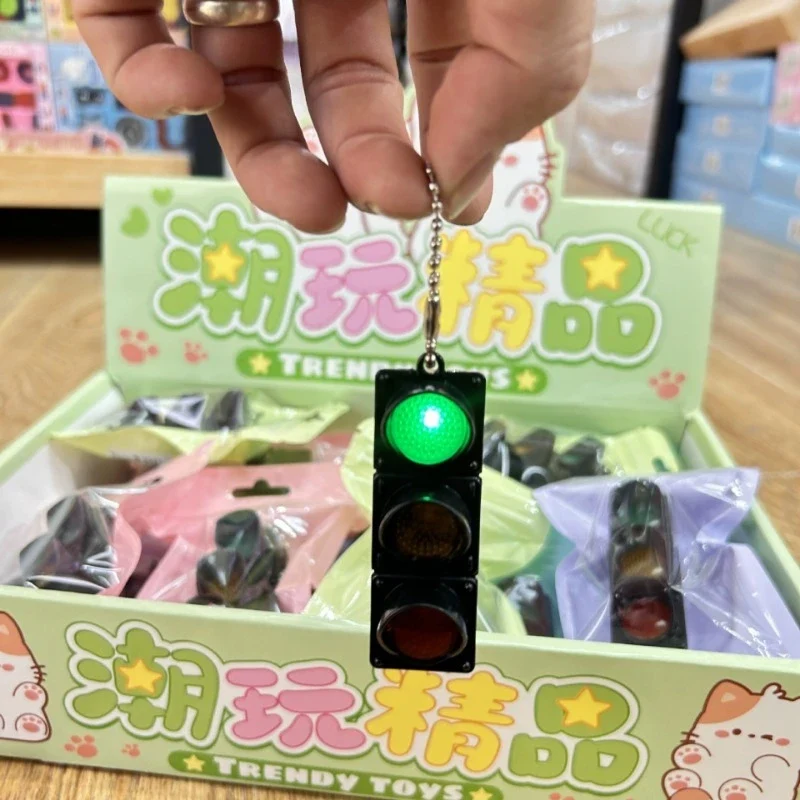 New Signal Traffic Light Keyring LED Pedestrian Safety Light Keychains Pendant Key Ring for Backpack Key Drivers Car Accessories