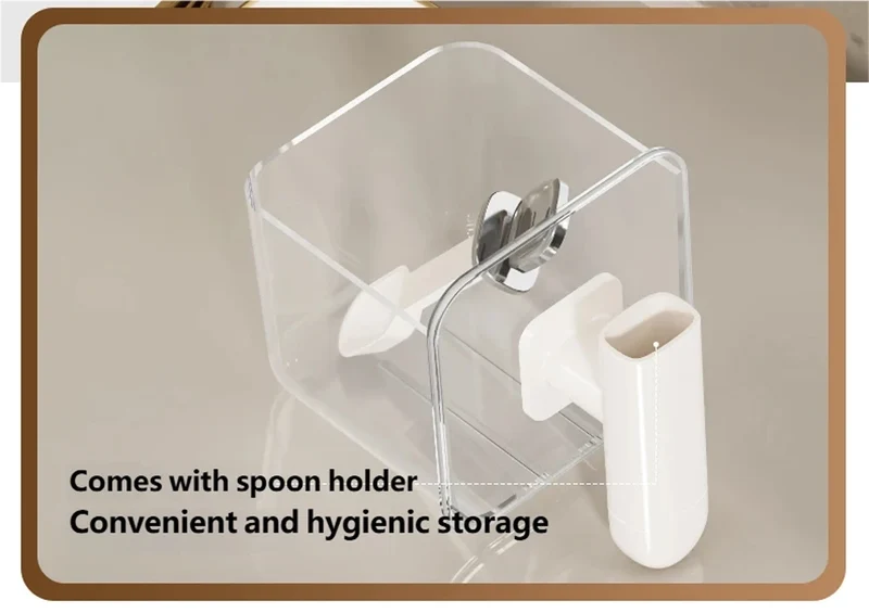 Non perforated seasoning box, seasoning storage container with spoon, spice jar, chili spice, kitchen organizer