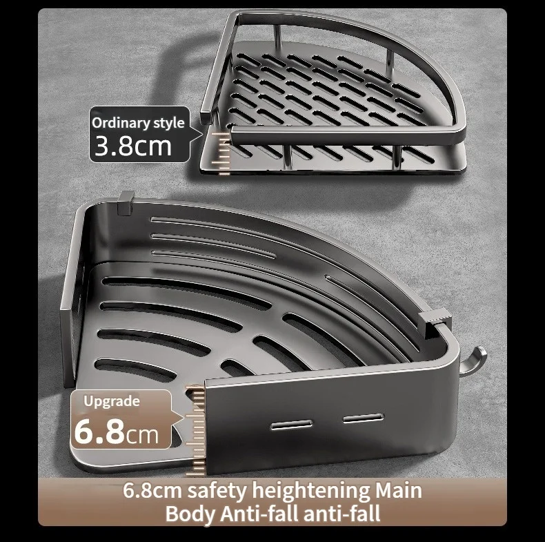 No Need To Drill Walls for Installation Aluminum Bathroom Shelf Shelves Shampoo Rack Storage Holder Kitchen Organizer Wall Rack