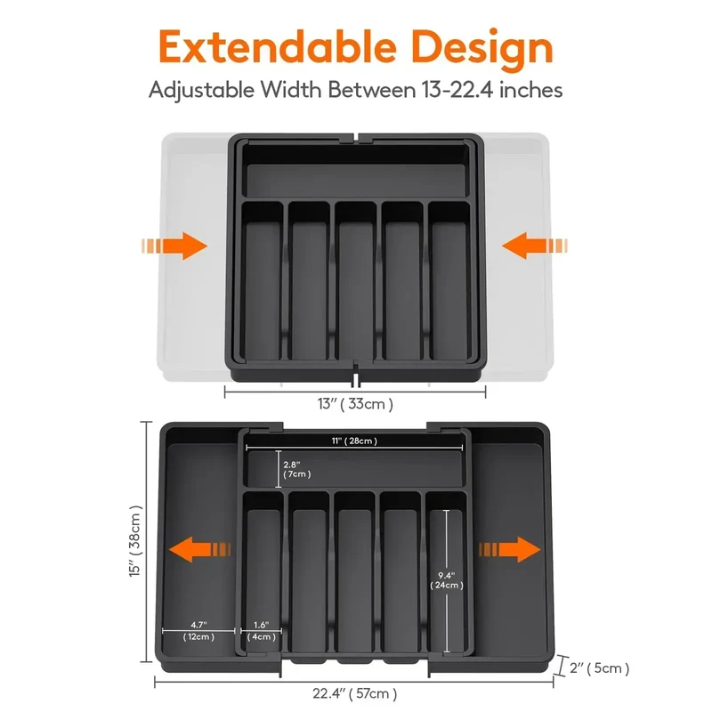 Kitchen Organizer Tray Adjustable Pantry Organizer Utensil Cutlery Drawer for Silverware Tableware Expandable Kitchen Drawer