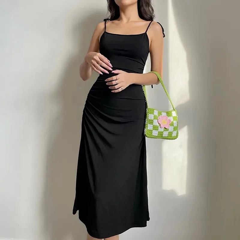 2024 Summer Dresses For Women Sexy Bodycon Elegant Satin Slip Sleeveless Backless Outfits Ladies Birthday Party Club Sundress