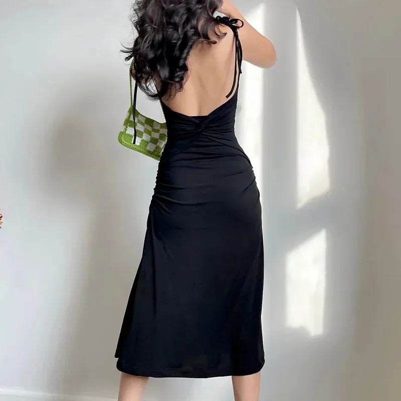 2024 Summer Dresses For Women Sexy Bodycon Elegant Satin Slip Sleeveless Backless Outfits Ladies Birthday Party Club Sundress