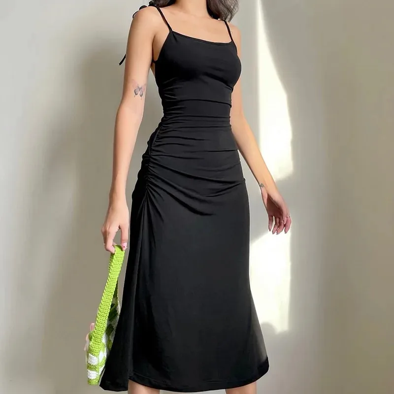 2024 Summer Dresses For Women Sexy Bodycon Elegant Satin Slip Sleeveless Backless Outfits Ladies Birthday Party Club Sundress