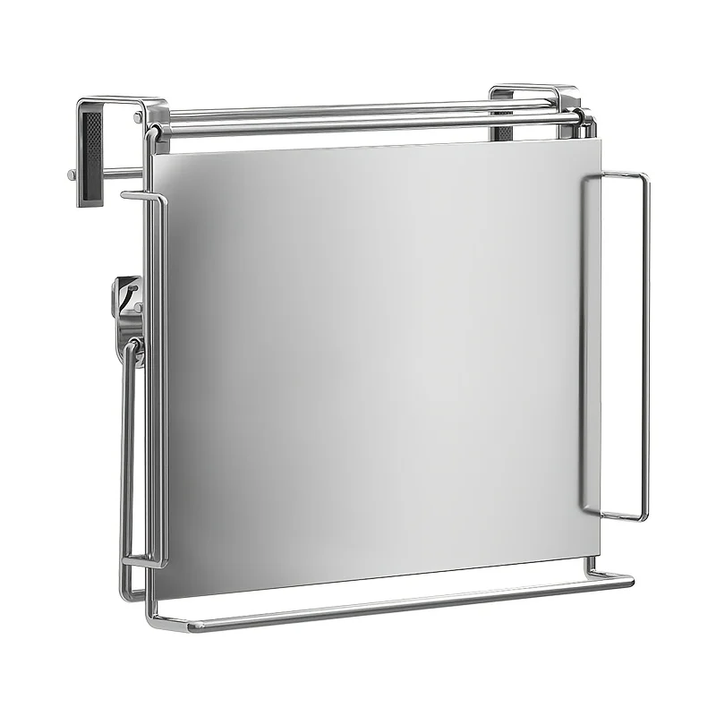Stainless Steel Foldable Countertop Shelf Space Saving Cabinet Door Shelf No Drill Hanging Storage Bathroom Kitchen Organizer
