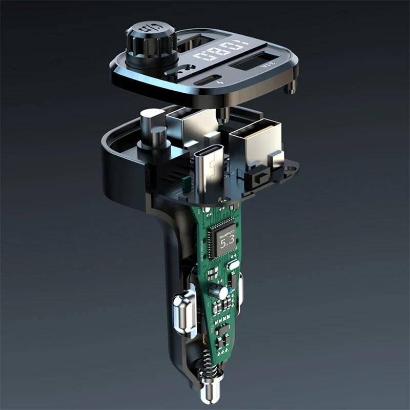 Newest C26 Bluetooth 5.0 FM Transmitter Handsfree Car Radio Modulator MP3 Player USB Super Quick Charge Adapter Car Accessories