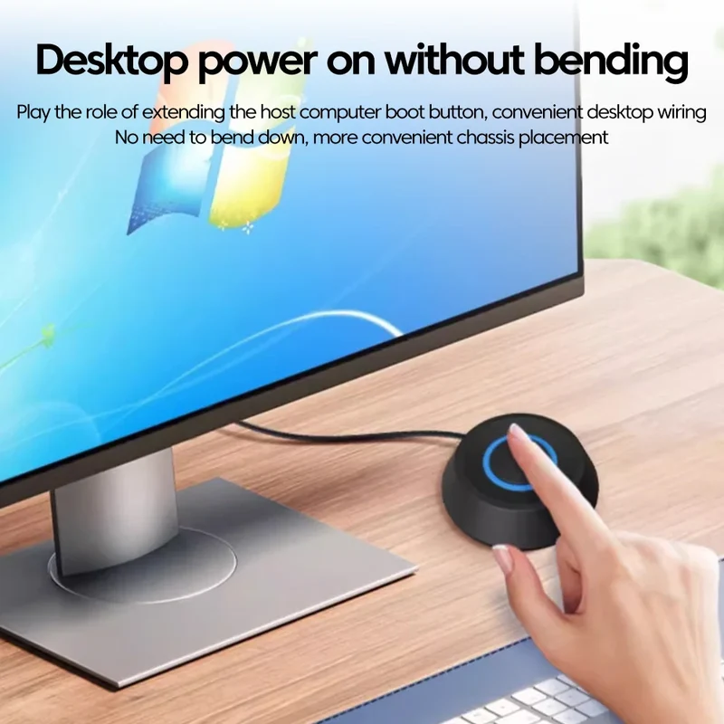 2M Desktop Computer Power Switch PC Motherboard External Desktop Start Power On/Off Button Extension Cable for Home Office